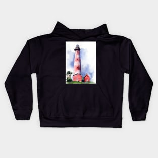 Assateague Lighthouse Watercolor Painting Kids Hoodie